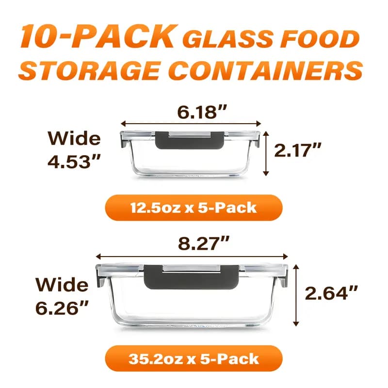 Premium Glass Meal Prep Containers with Lids