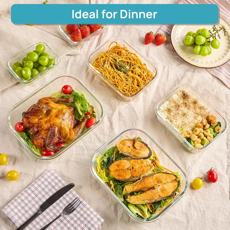 Premium 18-Piece Borosilicate Glass Food Storage Containers with Airtight Lids – Leakproof, Stackable & BPA-Free