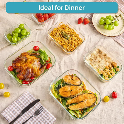 Premium 18-Piece Borosilicate Glass Food Storage Containers with Airtight Lids – Leakproof, Stackable & BPA-Free