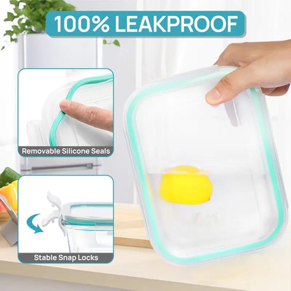 Premium 18-Piece Borosilicate Glass Food Storage Containers with Airtight Lids – Leakproof, Stackable & BPA-Free