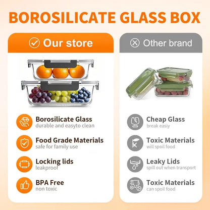 Premium Glass Meal Prep Containers with Lids
