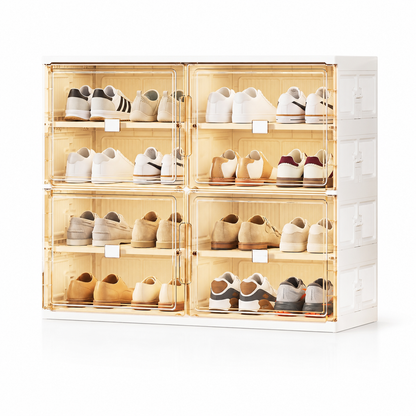 Foldable Shoe Organizer with Clear Magnetic Doors – Space-Saving Shoe Storage Cabinet