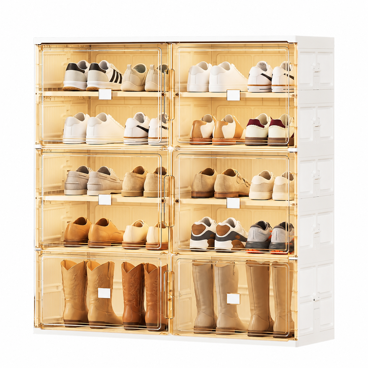 Foldable Shoe Organizer with Clear Magnetic Doors – Space-Saving Shoe Storage Cabinet