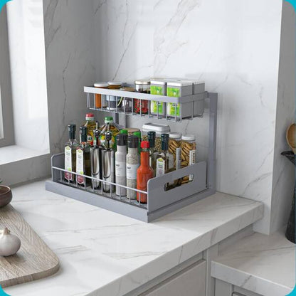 💚2 Tier Under Sink and Cabinet Organizer with Pull Out and Slide Out for Kitchen and Bathroom Storage (2-Pack)