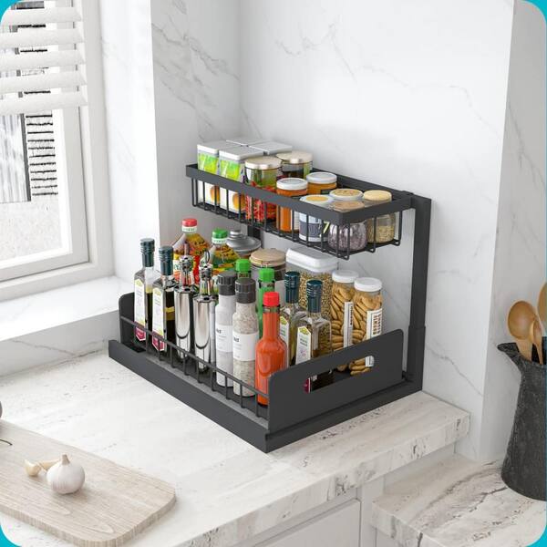 💚2 Tier Under Sink and Cabinet Organizer with Pull Out and Slide Out for Kitchen and Bathroom Storage (2-Pack)