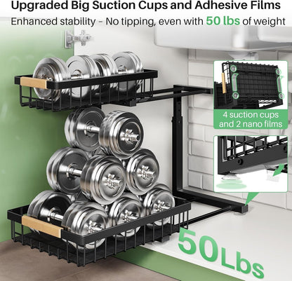 💚2 Tier Under Sink and Cabinet Organizer with Pull Out and Slide Out for Kitchen and Bathroom Storage (2-Pack)